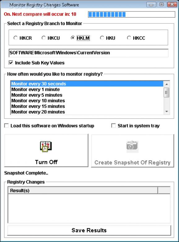 Monitor Registry Changes Software screenshot