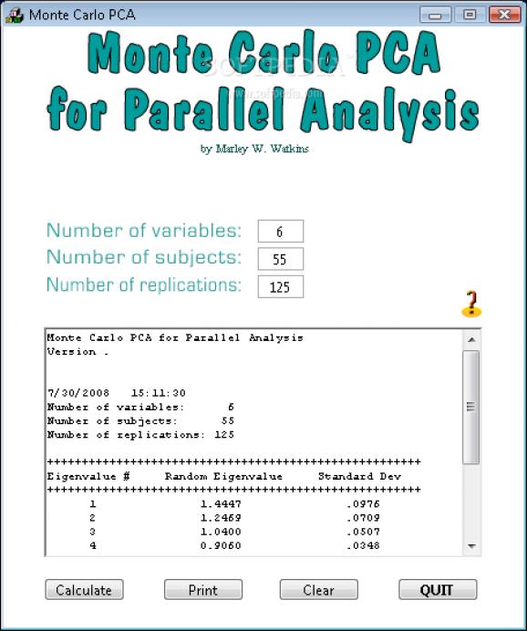 Monte Carlo PCA for Parallel Analysis screenshot