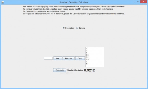 Standard Deviation Calculator screenshot