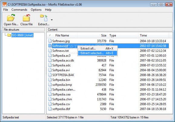 Morfic FileExtractor screenshot