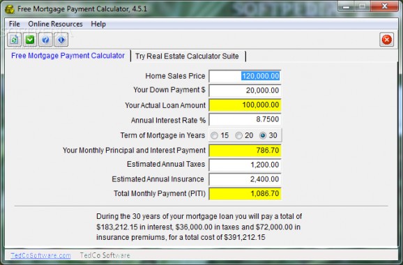 Free Mortgage Payment Calculator screenshot