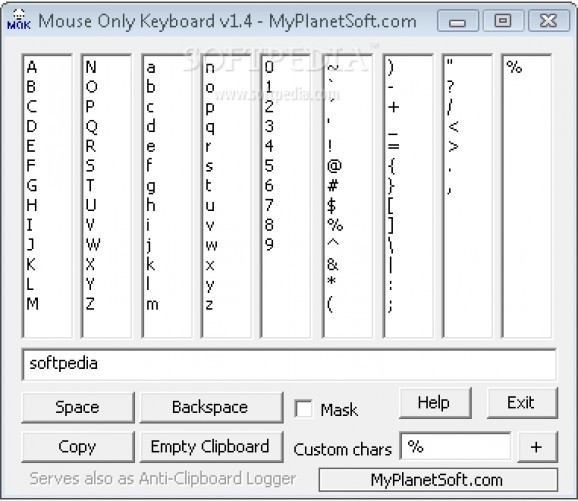 Mouse Only Keyboard screenshot