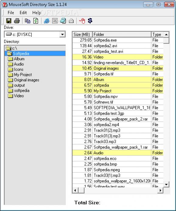 MouseSoft Directory Size screenshot