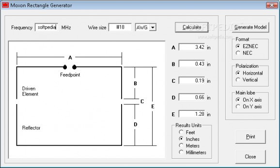 Moxon Rectangle Generator screenshot