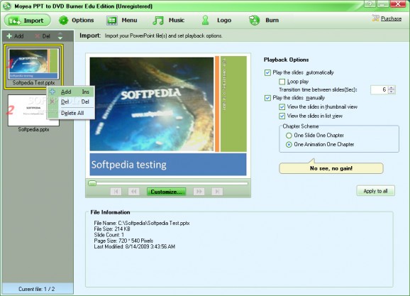Moyea PPT to DVD Burner Edu Edition screenshot