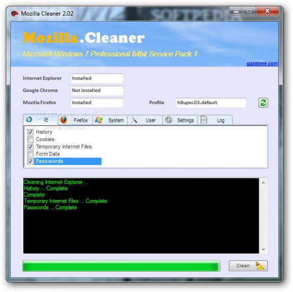 Mozilla Cleaner screenshot