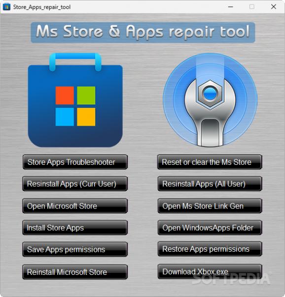 Ms Store & Apps repair tool screenshot