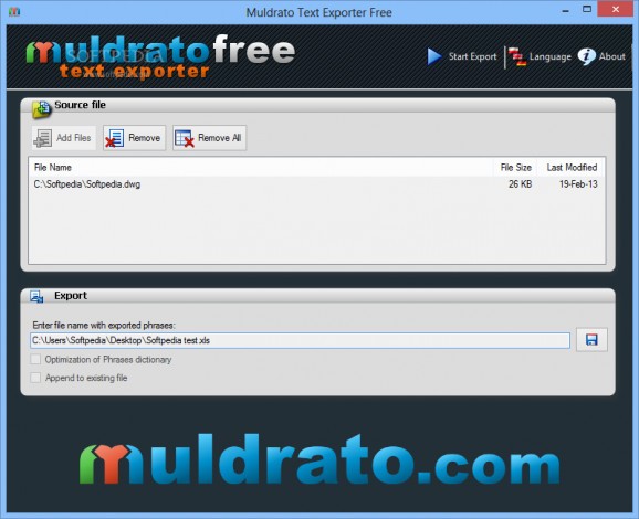 Muldrato Text Exporter screenshot