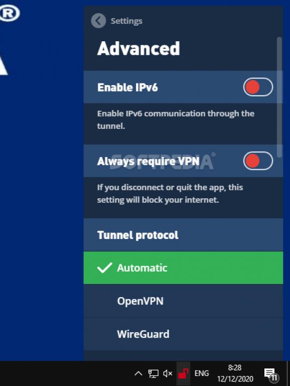 Mullvad VPN screenshot