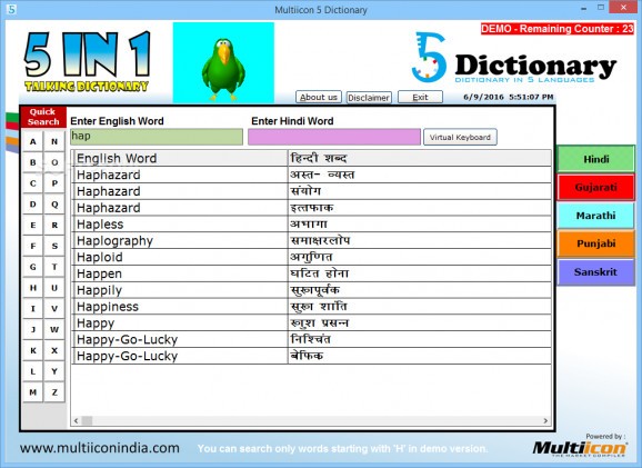 Multiicon 5 Dictionary screenshot