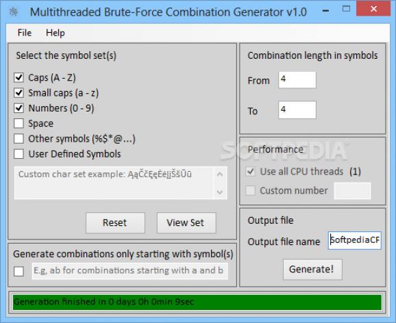 Multithreaded Brute-Force Combination Generator screenshot