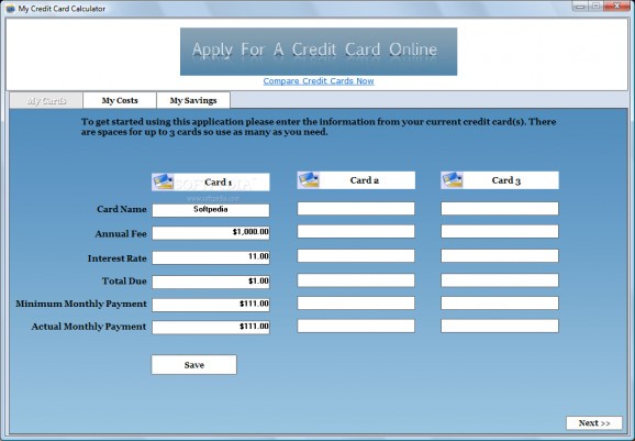 My Credit Card Calculator screenshot