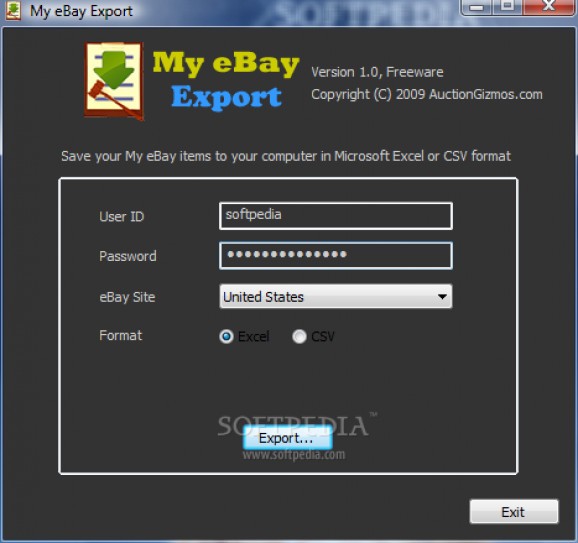 My eBay Export screenshot