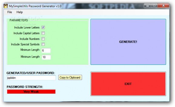 MySimpleUtils Password Generator screenshot