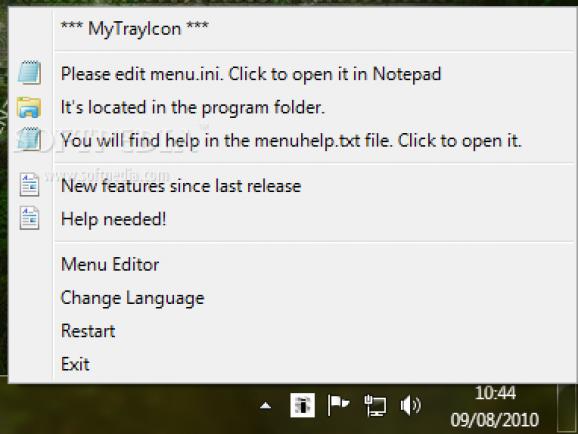 MyTrayIcon screenshot