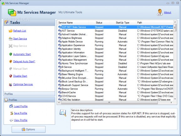Mz Services Manager screenshot