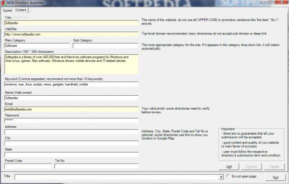 NDB Directory Submitter screenshot