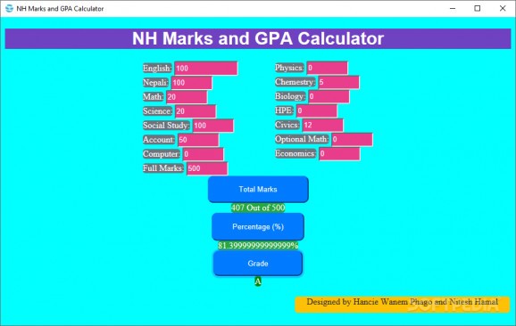 NH Marks and GPA Calculator screenshot