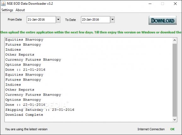 NSE EOD Data Downloader screenshot