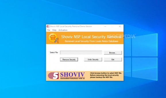 Shoviv NSF Local Security Removal screenshot