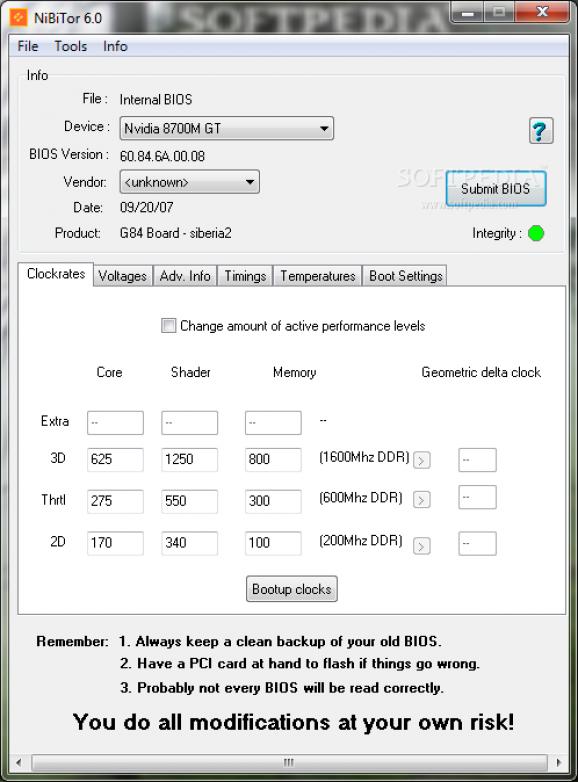 NVIDIA BIOS Editor (NiBiTor) screenshot