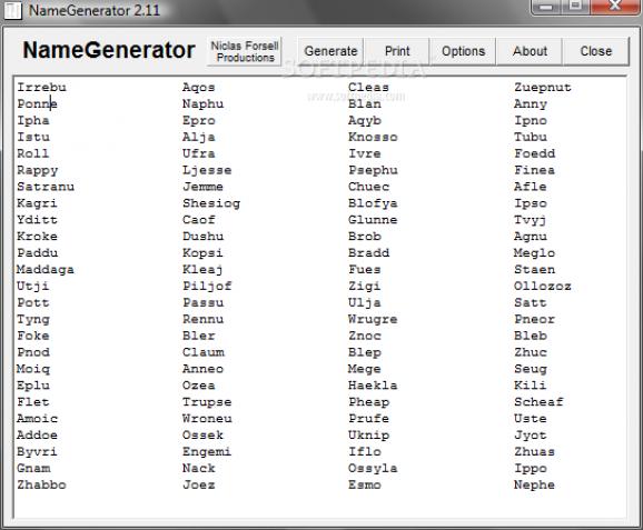 NameGenerator screenshot