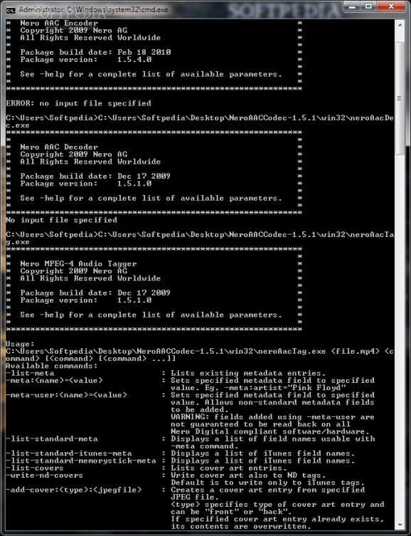Nero AAC Codec (formerly Nero Digital Audio) screenshot