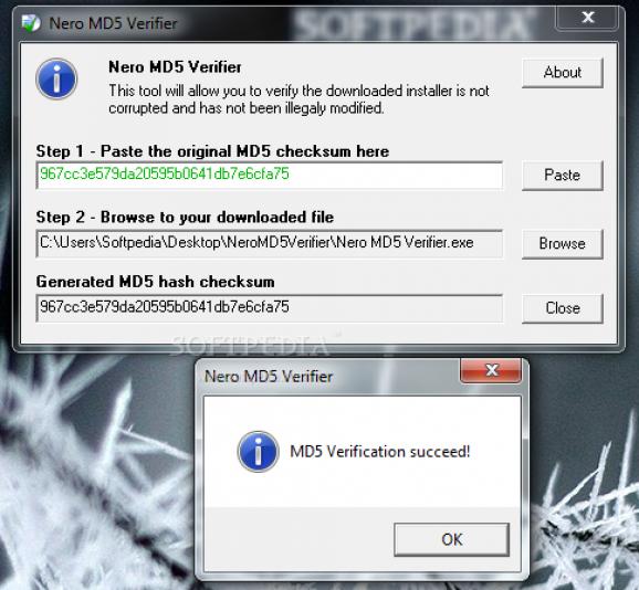 Nero MD5 Verifier screenshot