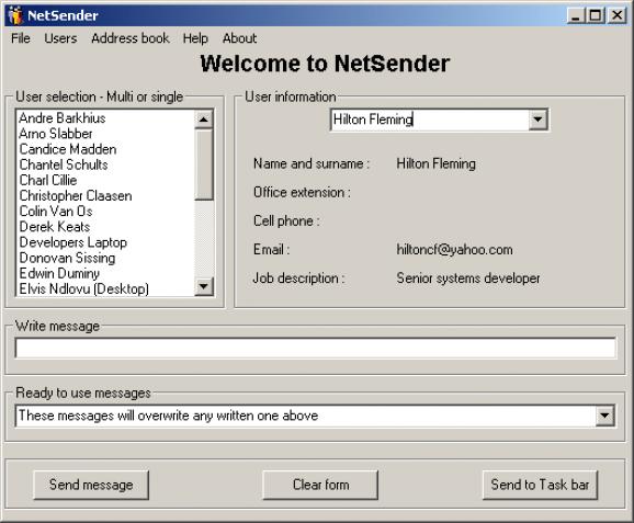 NetSender screenshot