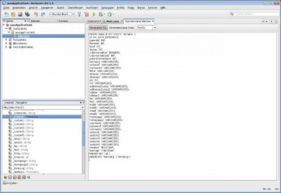 Netbeans Java SQL Generator screenshot