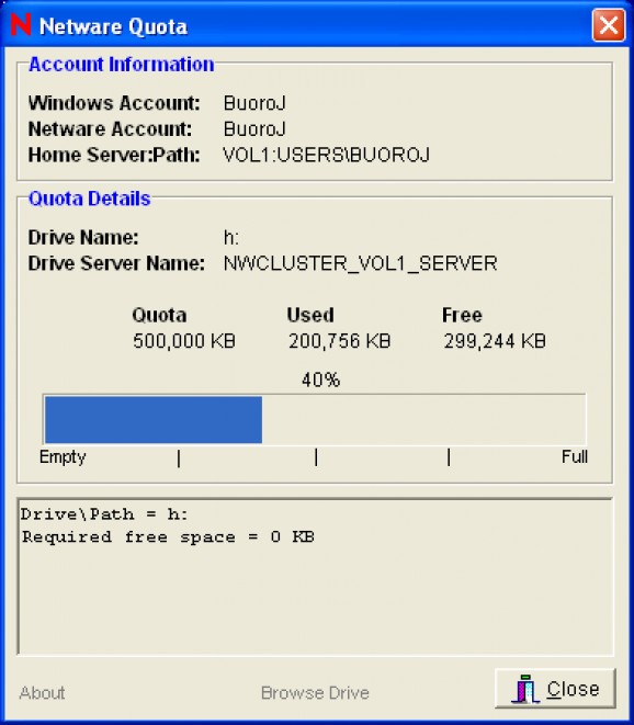 Netware Quota screenshot