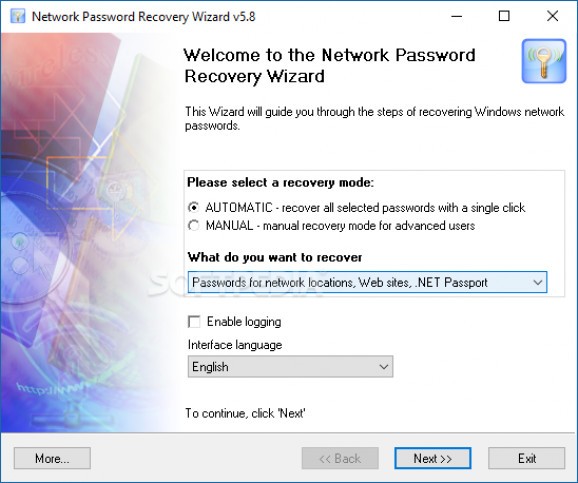 Network Password Recovery Wizard screenshot