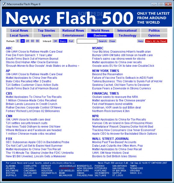News Flash 500 Standalone Application screenshot