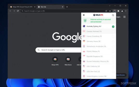 Ninja VPN for Chrome screenshot