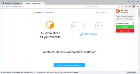 No Coin for Firefox screenshot