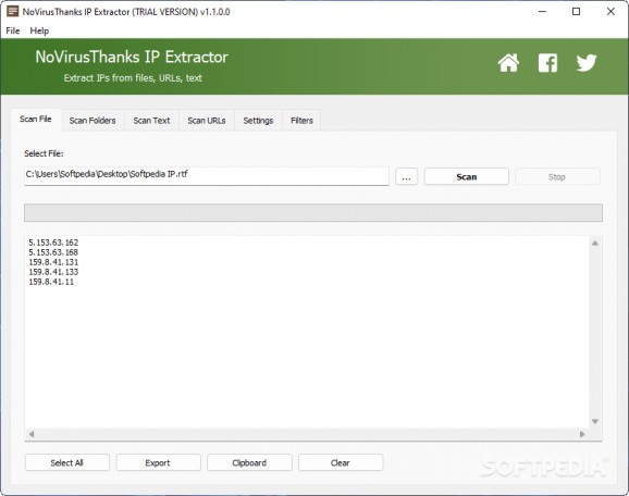 NoVirusThanks IP Extractor screenshot
