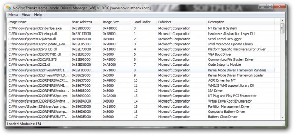 NoVirusThanks Kernel Mode Drivers Manager screenshot