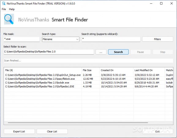 NoVirusThanks Smart File Finder screenshot
