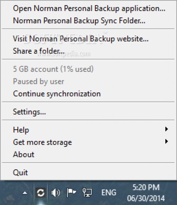 Norman Personal Backup screenshot