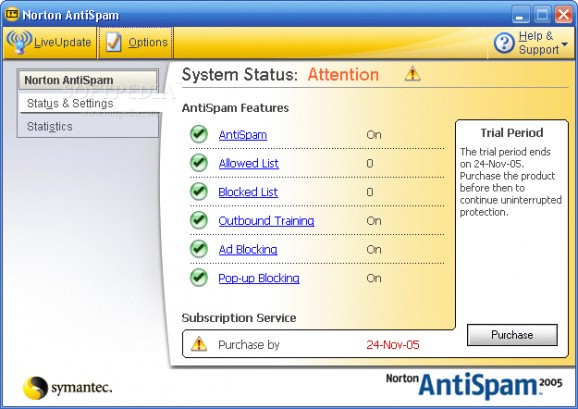 Norton AntiSpam screenshot