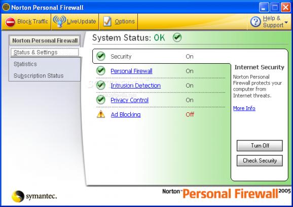 Norton Personal Firewall screenshot