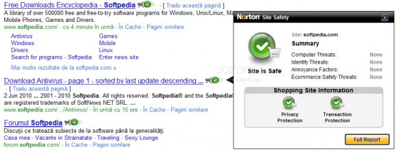 Norton Safe Web Plug-in Lite screenshot