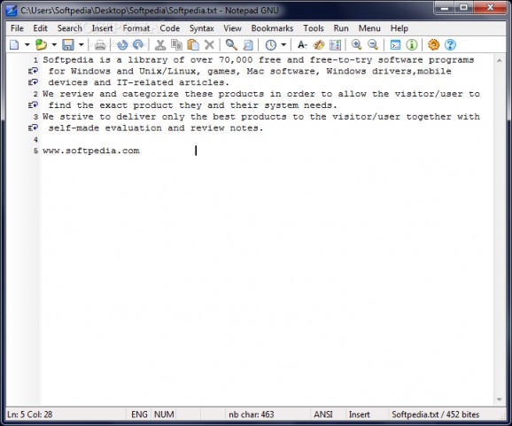 Notepad GNU screenshot