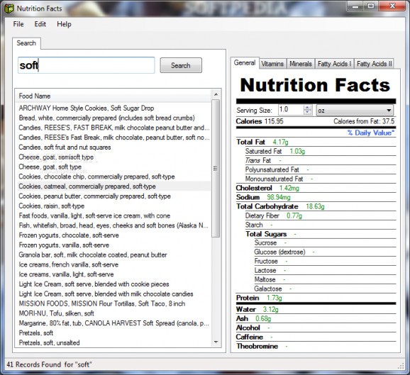 Nutrition Facts screenshot