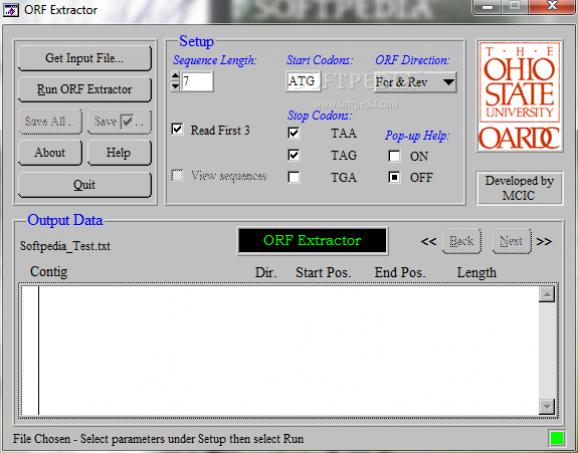 ORF Extractor screenshot
