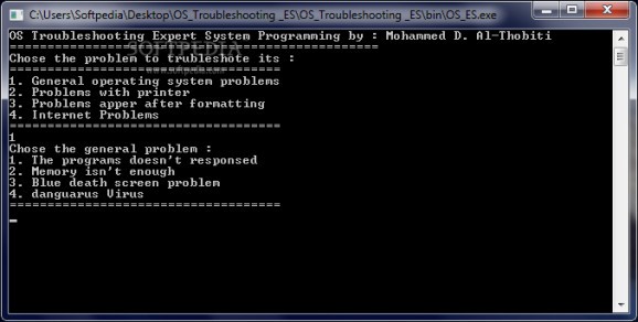 OS Troubleshooting Expert System screenshot