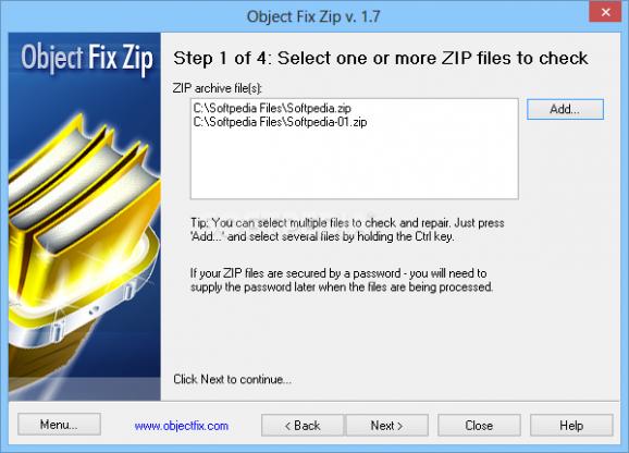 Object FIX ZIP screenshot