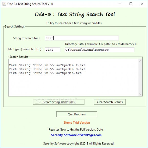 Ode-3 : Text String Files Search Tool screenshot