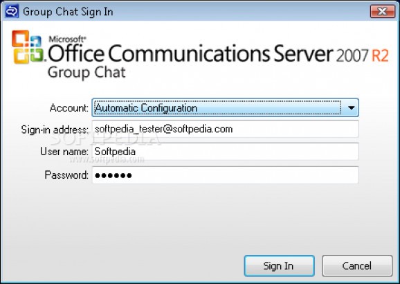 Microsoft Office Communications Server 2007 R2 Group Chat Client screenshot