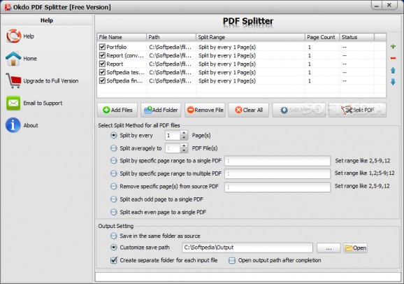 Okdo PDF Splitter screenshot